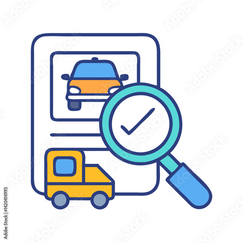 Car inspection and service checklist with approval icon