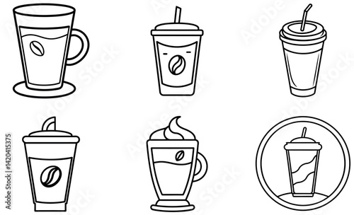 Hand-drawn Coffee Cup and Smoothie Icons