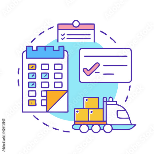 Delivery Schedule: Calendar, Checklist, Freight Train, Planning, Logistics