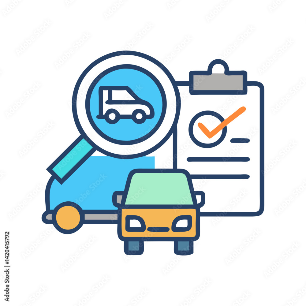 Car inspection checklist, maintenance, and diagnostic services icon
