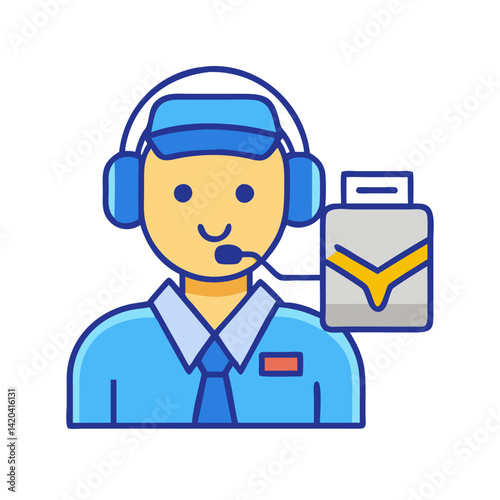 Customer service operator with checkmark document icon illustration