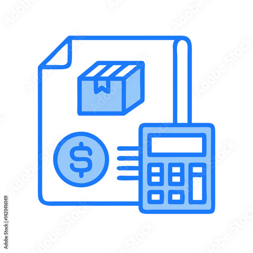 Shipping cost calculation icon; shipping, price, and calculator