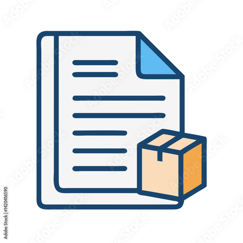 Delivery document icon with parcel box and paperwork
