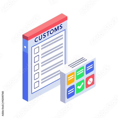 Customs documents checklist with approval and rejection icons