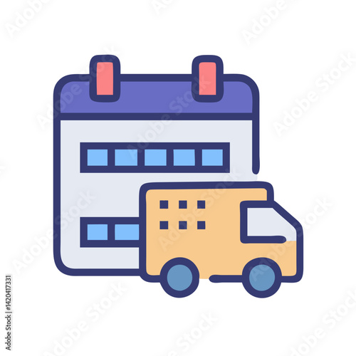 Delivery schedule concept with truck and calendar icon