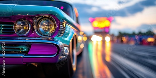  drag racing concept with cars speeding for the fastest quarter mile
