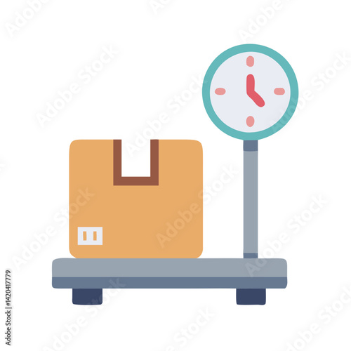 Package On Scale: Shipping Time, Delivery Deadline Concept