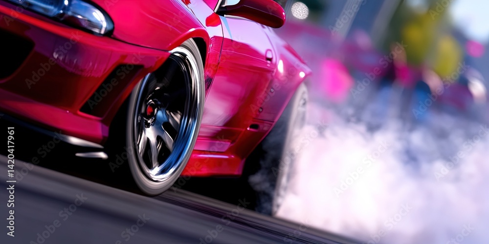 drift racing concept with race car drifting on track drift racing concept with race car drifting on track
