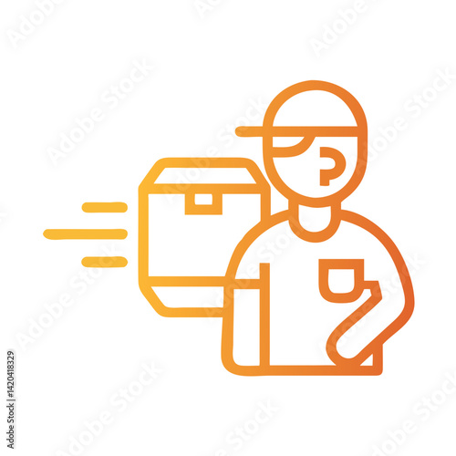 Fast Delivery Icon: Courier Delivering Package Quickly