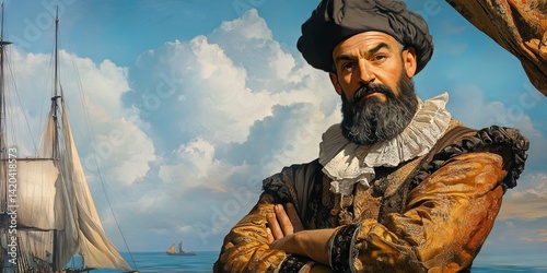 oil painting of  ferdinand magellan