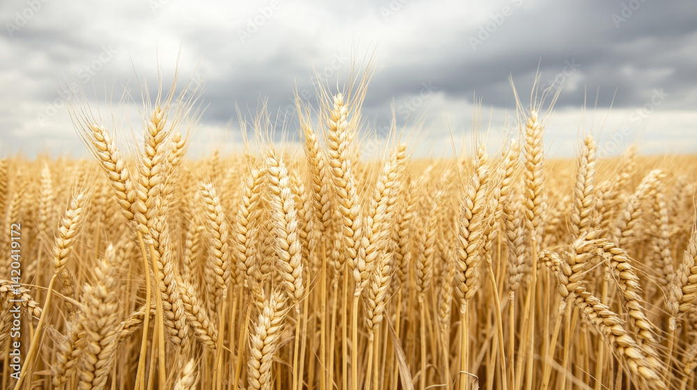 Fototapeta premium An endless wheat field glowing in the warm light