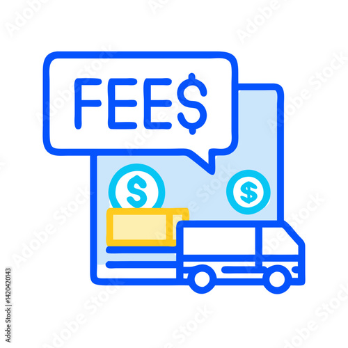 Delivery fees and transportation costs shown with icon illustration
