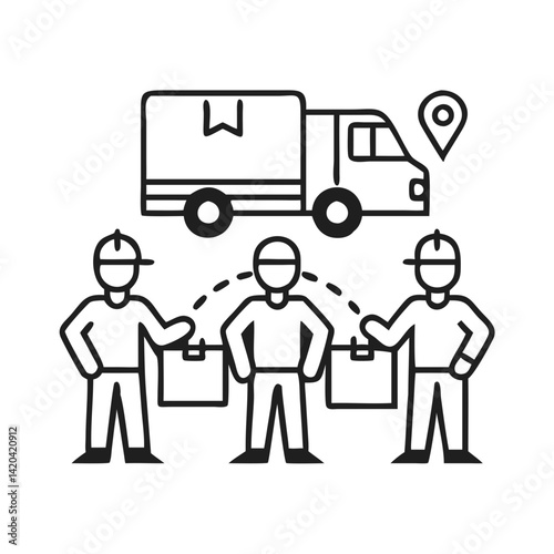 Delivery Teamwork Icon for Shipping and Logistics Business