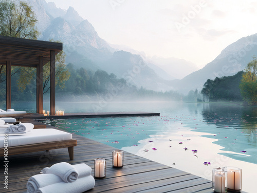 An open-air luxury spa resort surrounded by sky