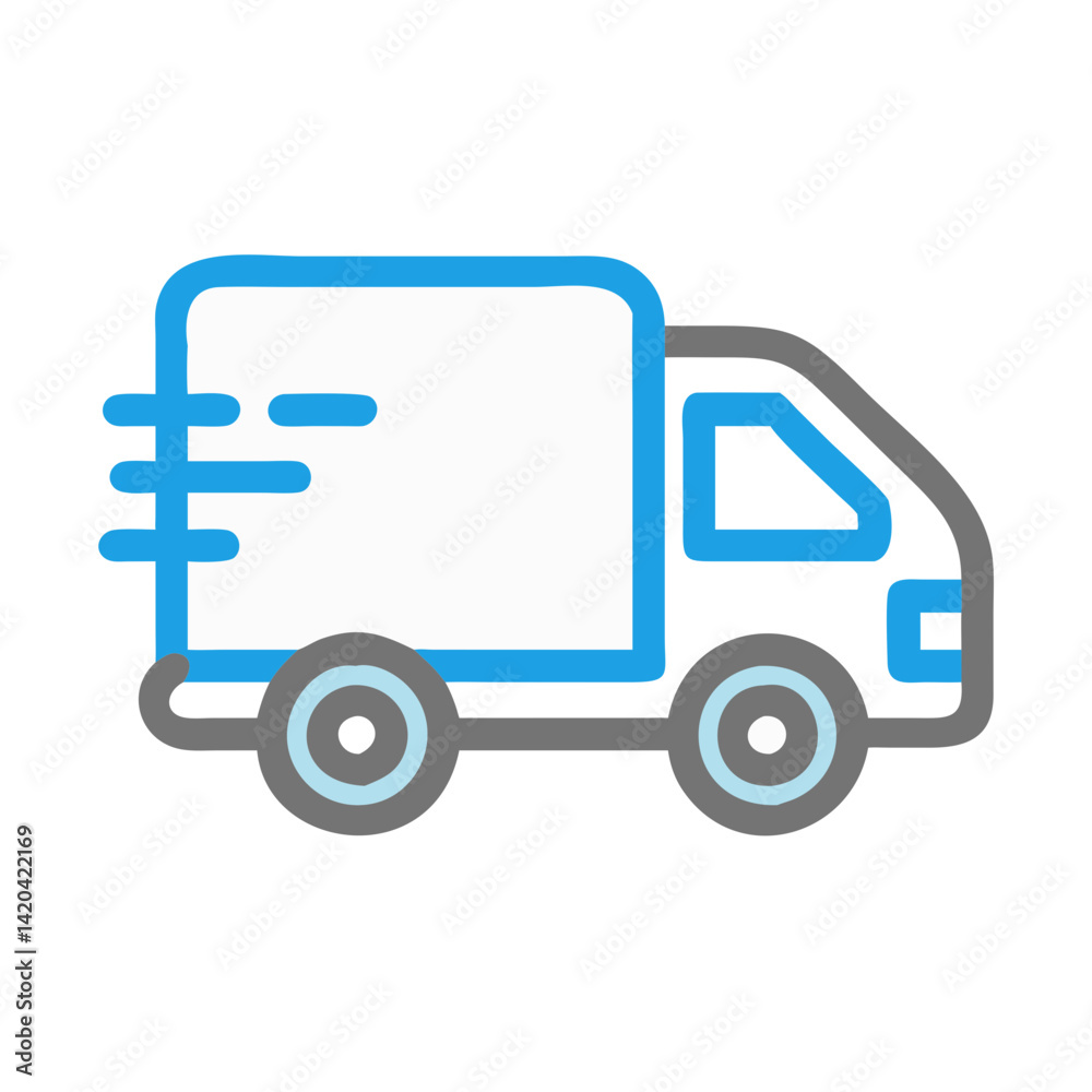Fast Delivery Truck Icon with Blue and Gray