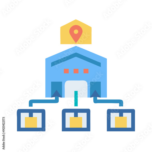 Warehouse distribution and supply chain concept flat illustration