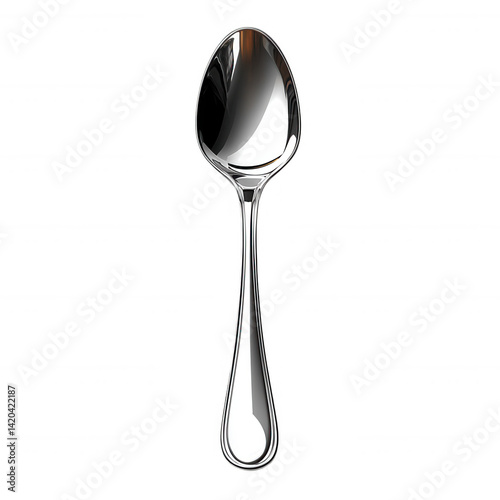 Isolated silver spoon cutlery utensil kitchenware tableware flatware item on transparent background