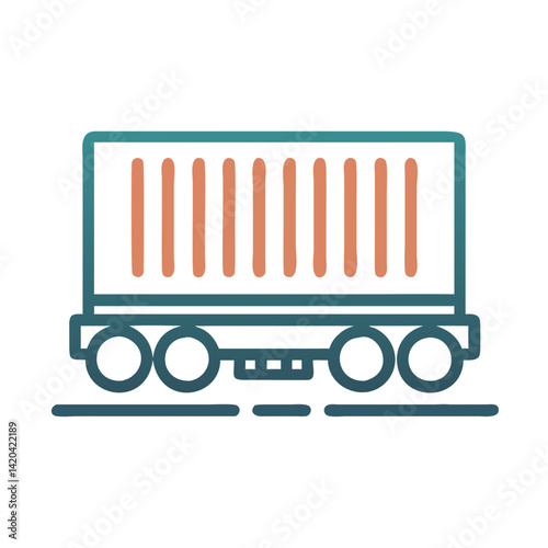 Freight Railcar Icon for Cargo and Transportation Services