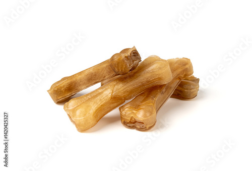 Rawhide bones, collagen dog chew food, pressed dry kibble, natural long-lasting canine treats