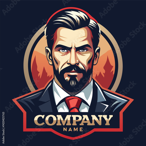 Businessman logo, strong and confident