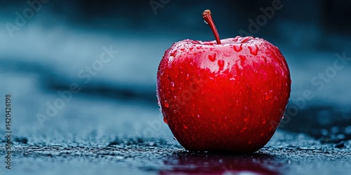 poisoned red apple concept with a deadly toxic forbidden fruit
