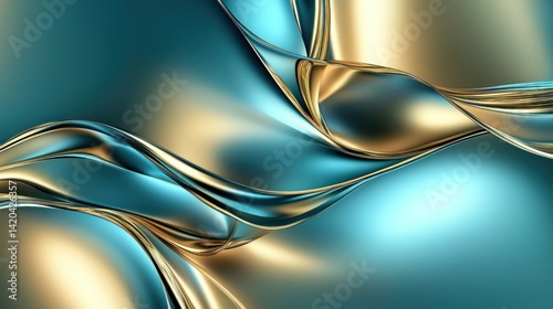 Fluid metallic drapes of turquoise and gold.