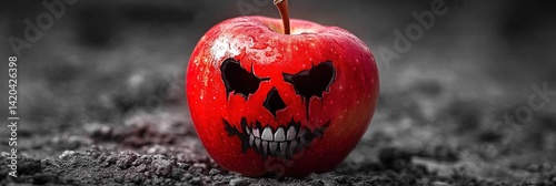 poisoned red apple concept with a deadly toxic forbidden fruit