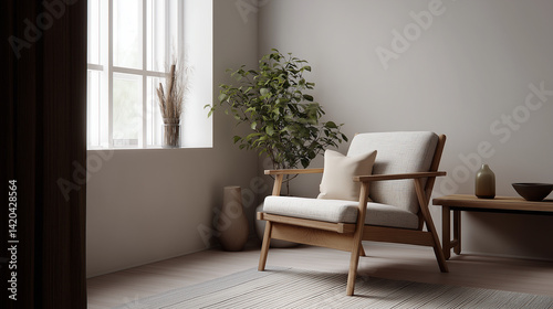Cozy Nordic home corner with clean lines and wooden furniture
