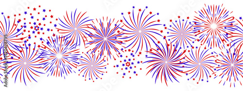 Fireworks seamless border - festive decor for festival and celebration design