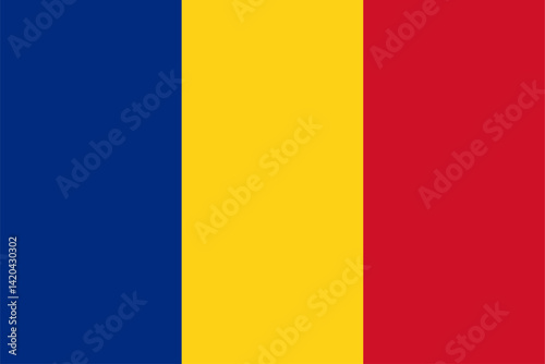 The flag of Romania, with accurate proportions and official colors. Vector image.
