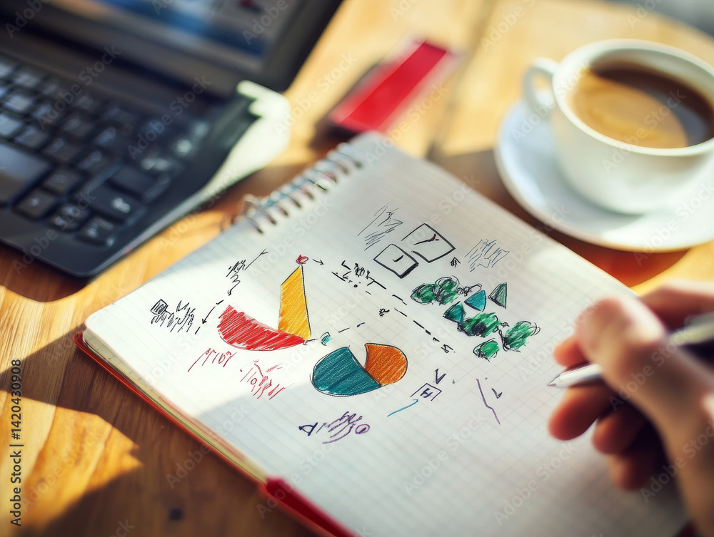 Entrepreneur sketching a SWOT analysis diagram Entrepreneur sketching a SWOT analysis diagram