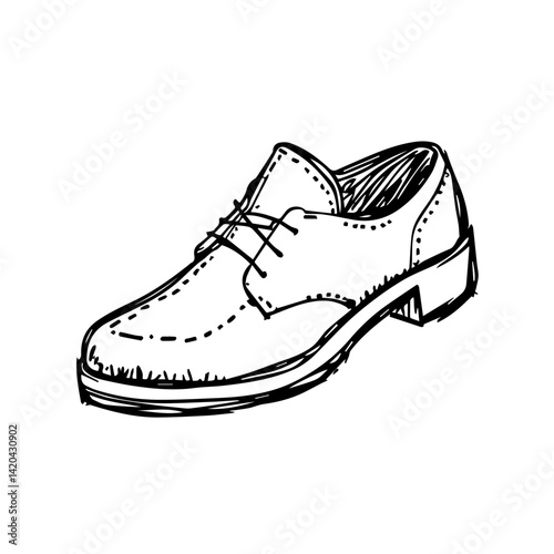 Hand-drawn black and white men’s dress shoe illustration  