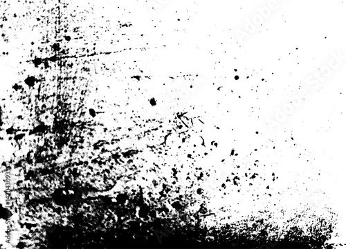 Grungy Black Ink Blot with a Distressed Look on Faded Light Background