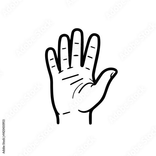 Hand gesture illustration showing open palm in minimalist style  