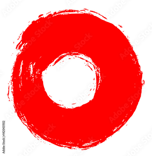 Bold-edged half-circle brush in red tones