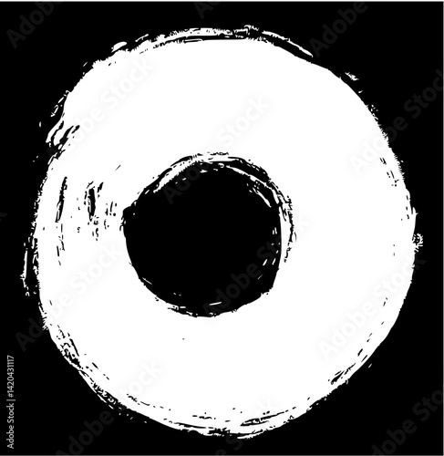 Black and white curved brush with semi-bold style