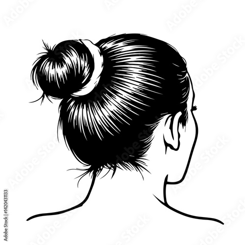 Woman with a bun hairstyle facing away  
