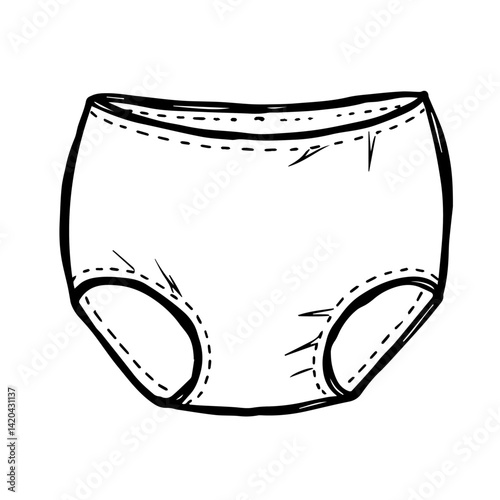 Sketch of Underwear Design in Simple Line Art Style  