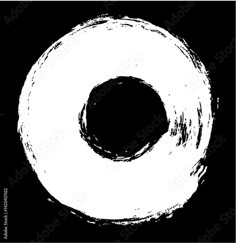 Bold-edged half-circle brush in monochrome tones
