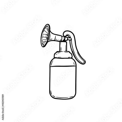 Milk Pump Illustration in Outline Style on White Background  