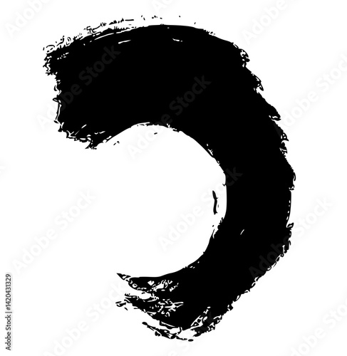 Minimalist semi-bold black and white arc brush
