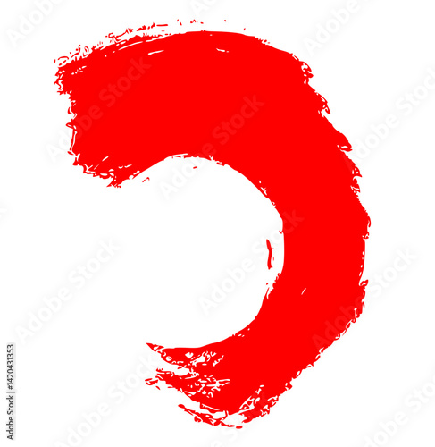 Semi-thick red arc brush with smooth curve