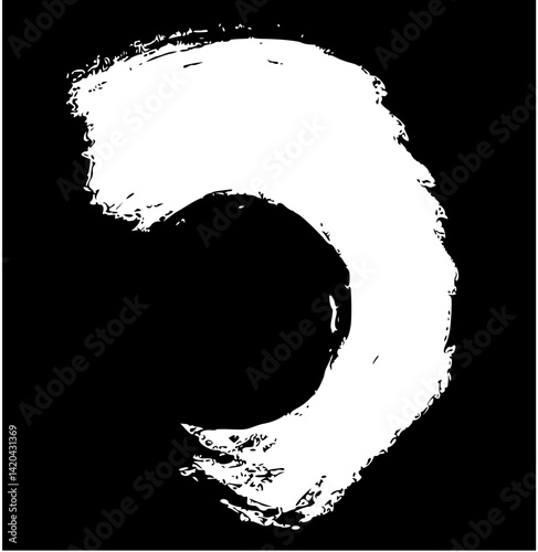 Stylized semi-bold half-circle ink brush in B&W