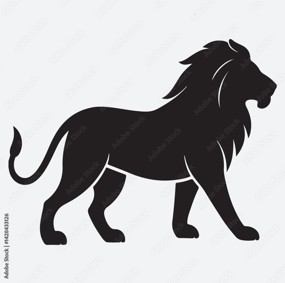 Obraz premium a lion walking gracefully silhouette vector art illustration, black lion vector illustration