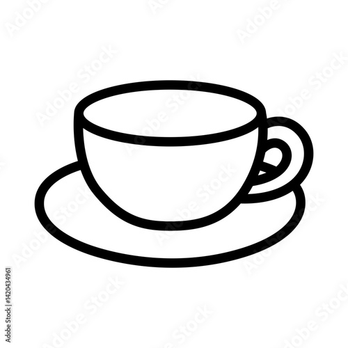 Round Coffee Mug with Saucer Minimal Icon