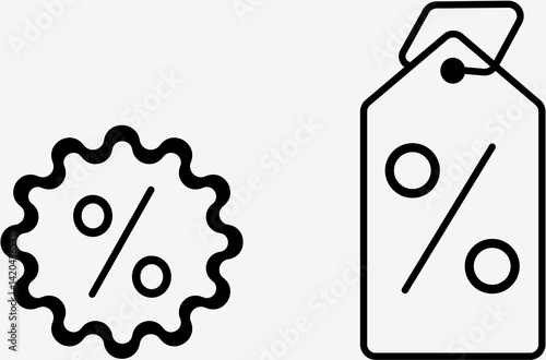 Discounts percent tag icon set vector for business, stores and online.