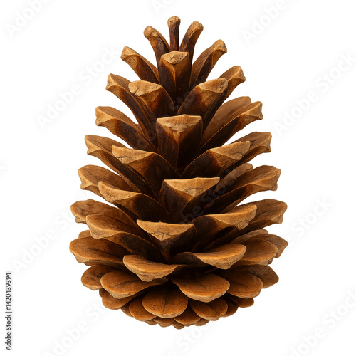 Large Pine Cone With Detailed Scales on a White Background