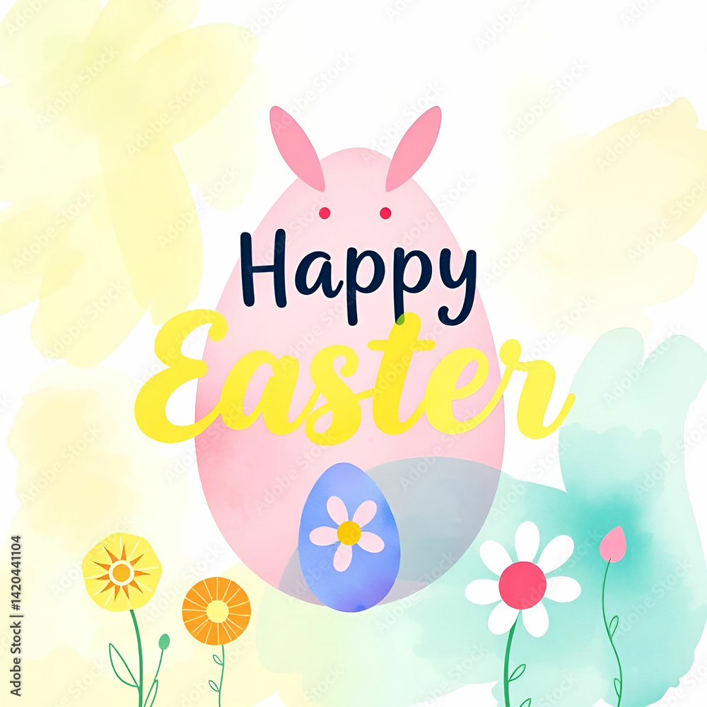 Happy Easter Watercolor Banner Happy Easter Watercolor Banner
