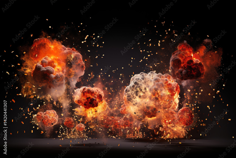 Obraz premium Explosions Isolated On Transparent Background