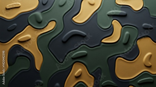 Abstract topographic camouflage pattern with undulating terrain effect